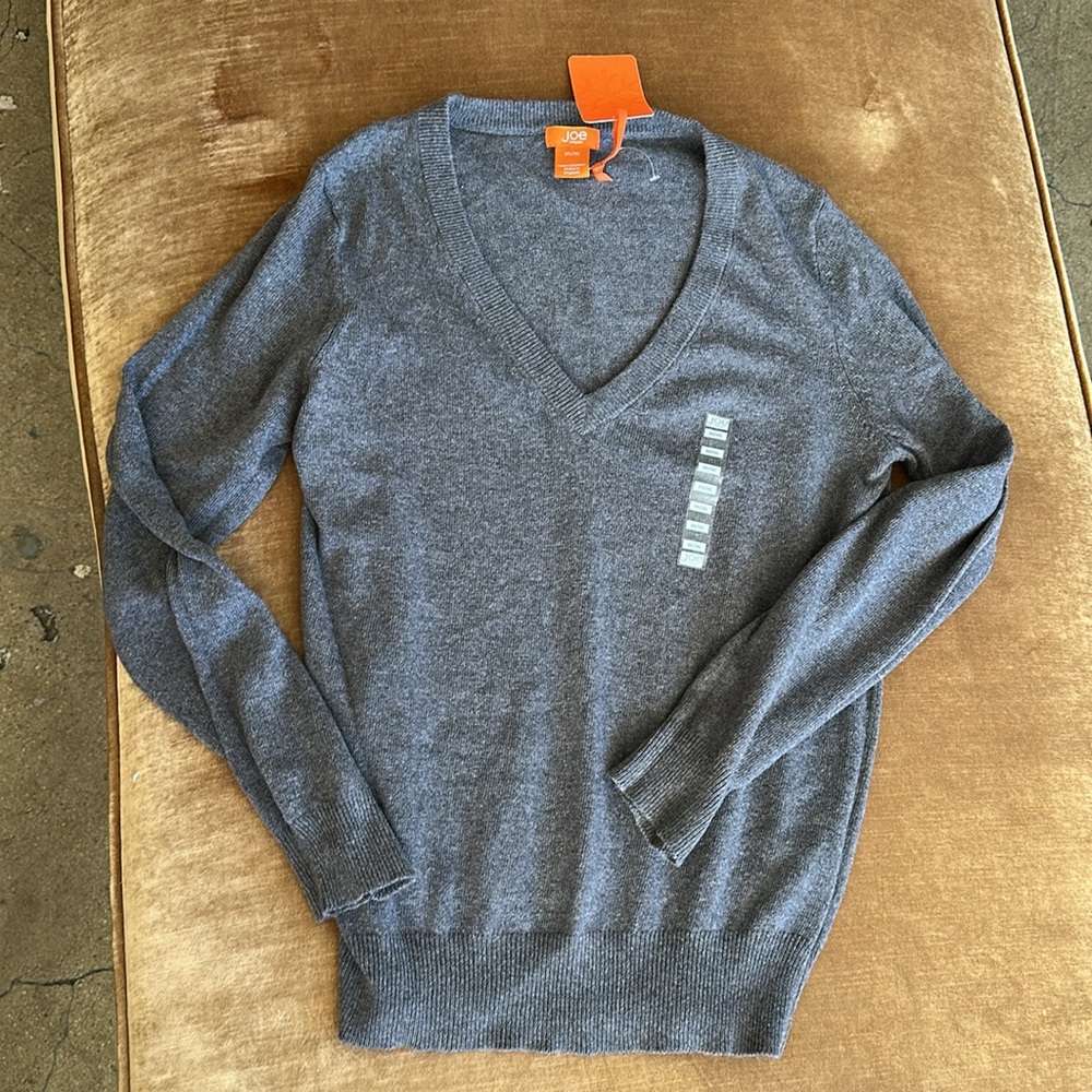 Cotton cashmere blend Spring chilly night morning Knit charcoal grey sweater Msz